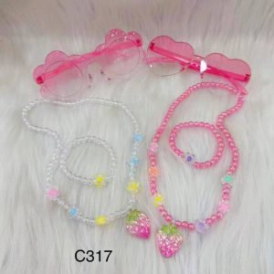 Set bambina con bracciale, collana e occhiali